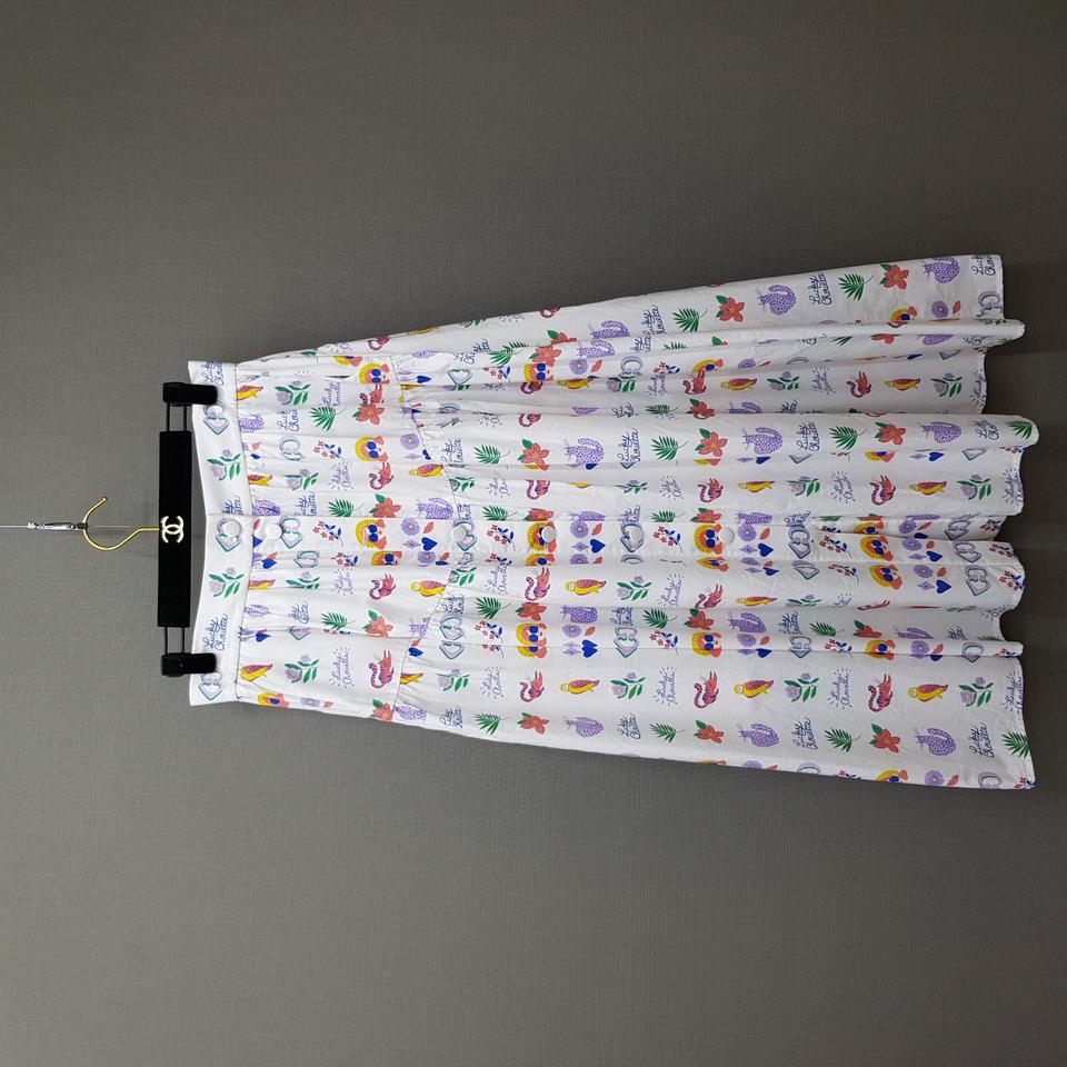 럭키슈에뜨 2022 컬러 프린트 코튼 롱 스커트 38사이즈