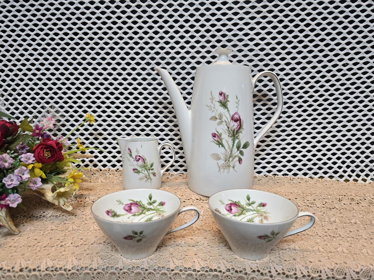 독일 앤틱 바바리아  저그와 시럽 팟 티컵2점.미사용.