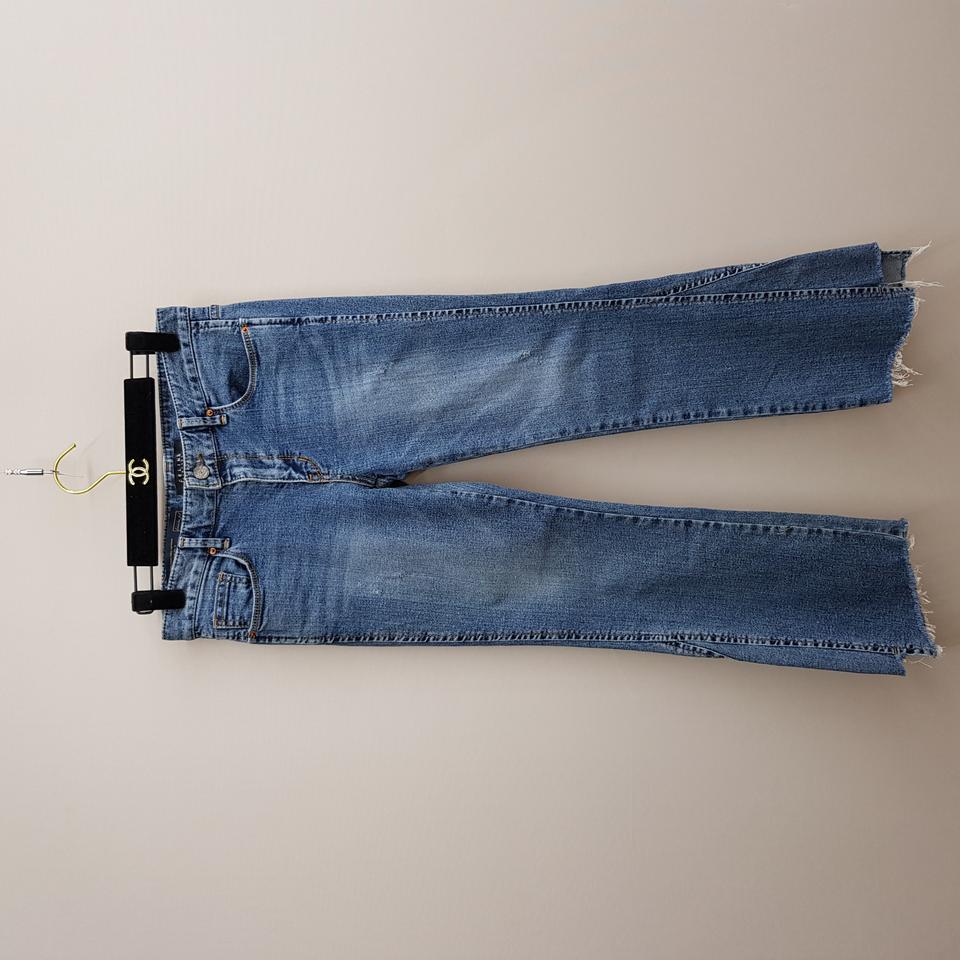 셀린비 컷오프 밑단 슬릿 스트레이트 데님 팬츠 S사이즈