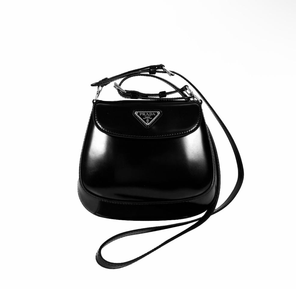 [MINI] 프라다 여성 브러시드 레더 클레오 플랩 숄더백 미니백 블랙