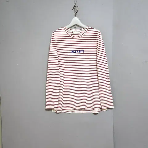 지컷 레드줄무늬 티셔츠 F n9318 애슐리상점