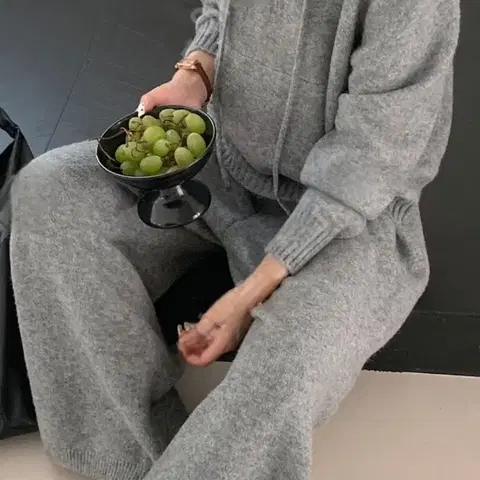 포근 니트후드 /바지 셋업 (연그레이)새옷