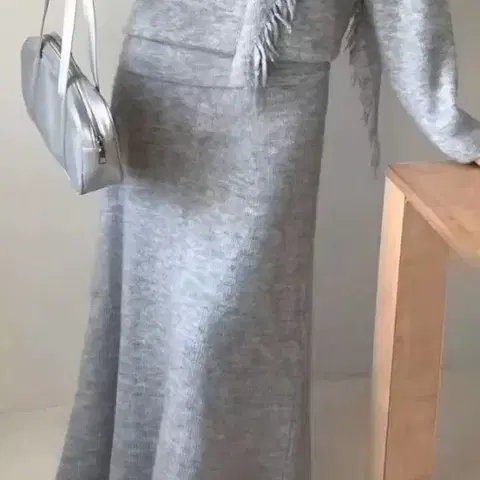 태슬숄세트 니트 3pcs(새옷)연회색