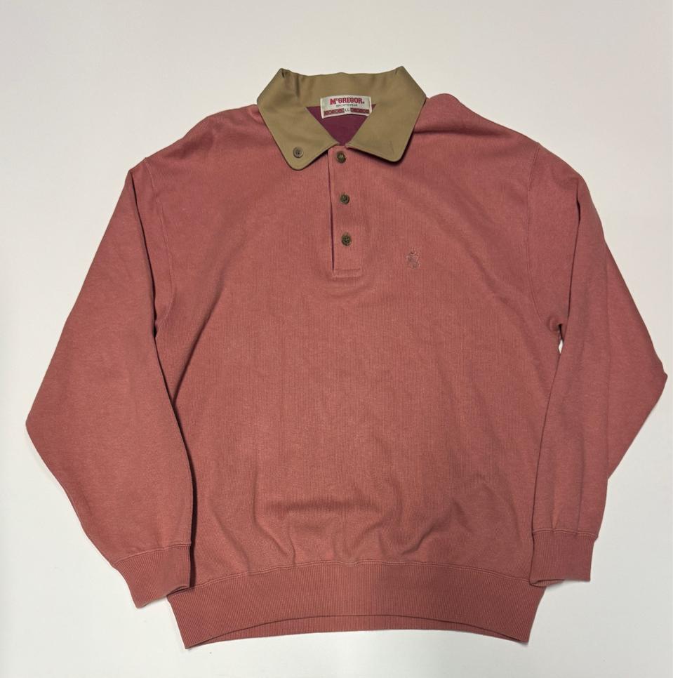 일본빈티지 맥그리거 핑크 코튼 카라 니트 L