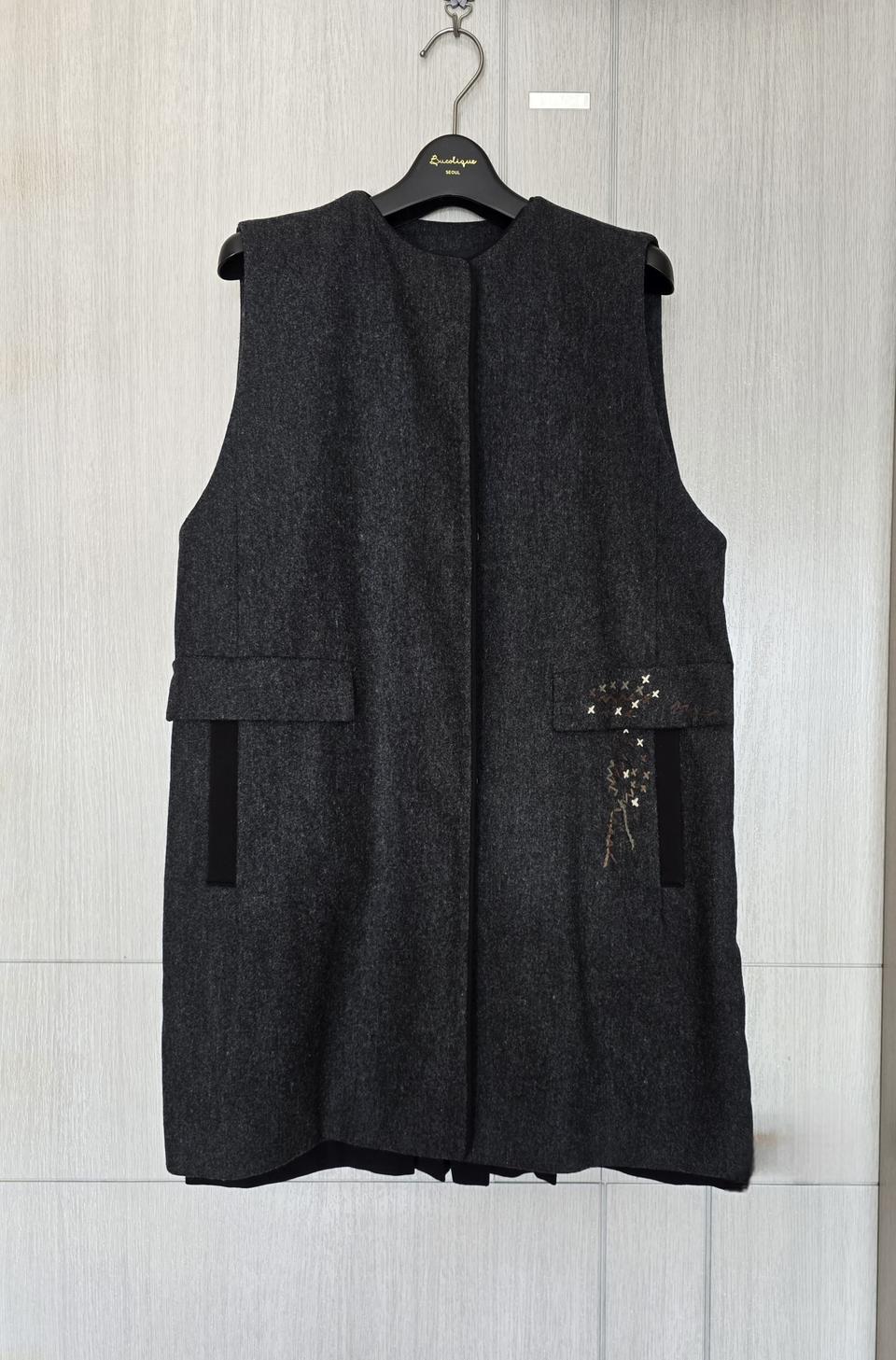 66~77) 비꼴리끄 울 85% 자수 롱 베스트/조끼