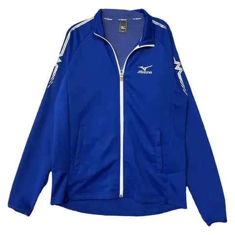 미즈노 블루 로고 기능성 집업 저지 M