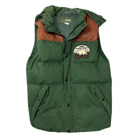 지프 그린 패치 빈티지 패딩 조끼 M(95)