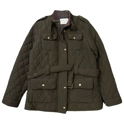 여성 클래식 벨티드 카키 퀄팅 자켓 M-L