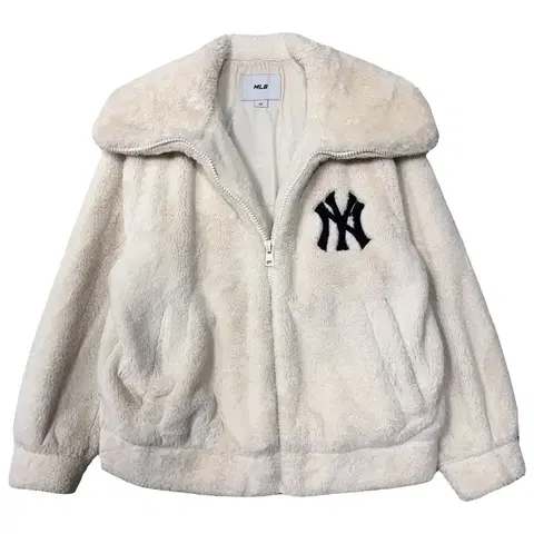 MLB 뉴욕양키즈 크림 후리스 자켓 XS(85)