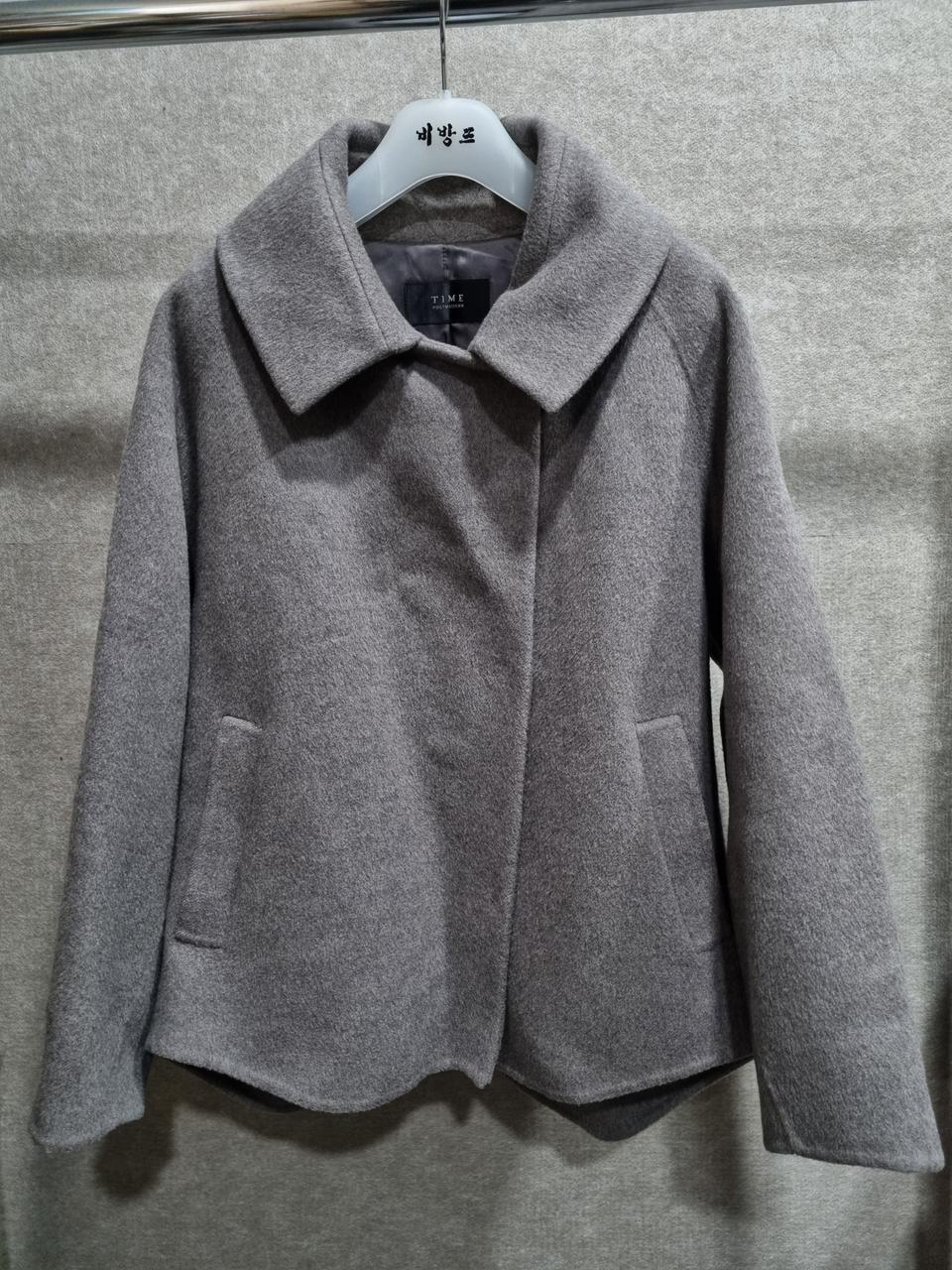 여성 55size 타임 핸드메이드 자켓 울 앙고라 캐시미어 혼방