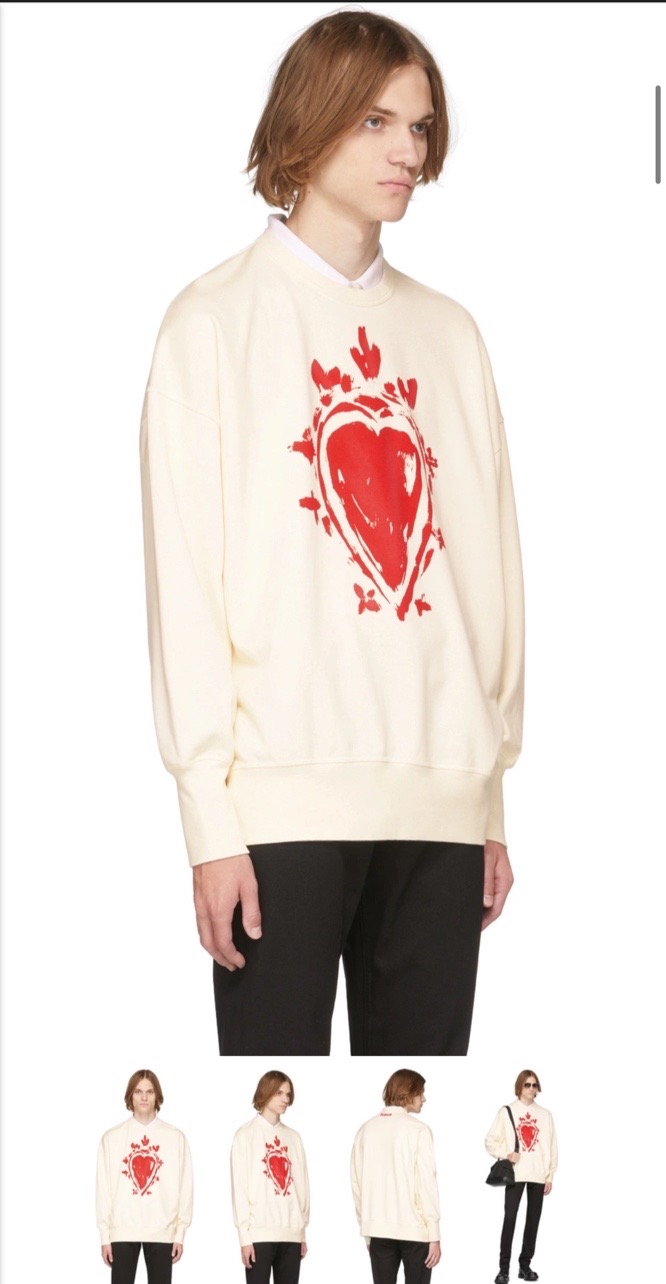 정품 L) 알렉산더 맥퀸 하트 오버핏 맨투맨