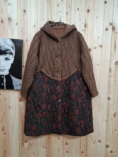 퀼팅 후드 롱 코트