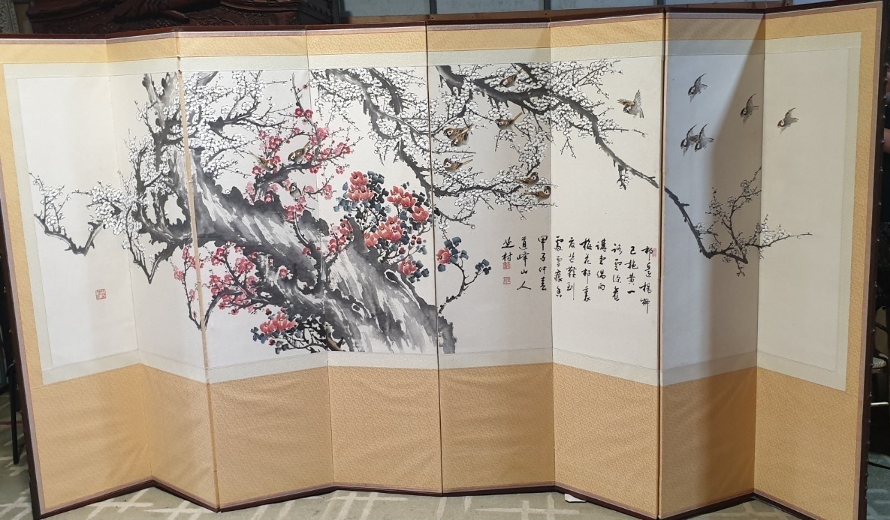 지촌허룡매조도8폭일지병풍