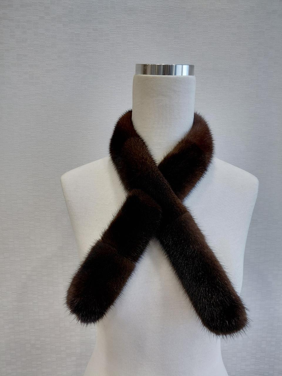 천연 밍크 마호가니  끼움 목도리