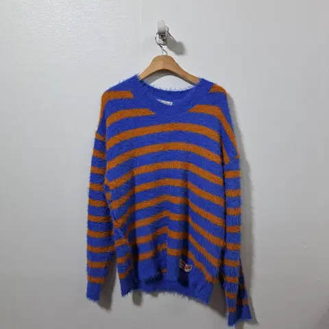 앤더슨벨 유니섹스 스트라이프 헤어리 니트 오렌지 L