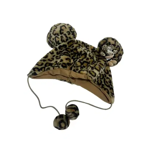 도쿄디즈니 미니마우스 호피 레오파드 갸루 털모자