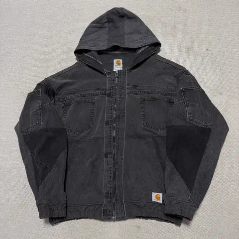 칼하트 블랙 데님 포켓 후드 자켓