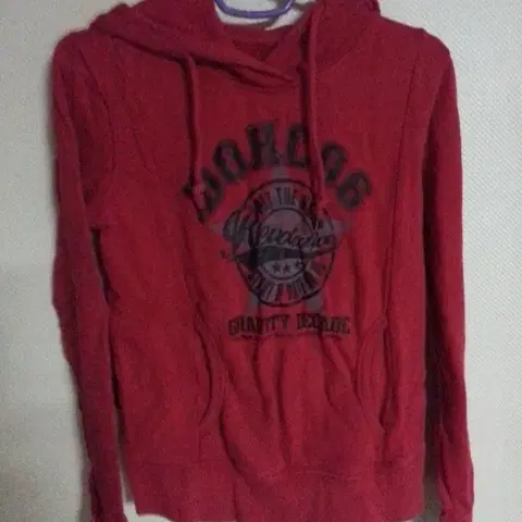 DOHC 기모 후드 티셔츠 레드 55 90(S)
