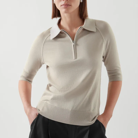 COS 코스 니티드 실크 반팔 니트 S