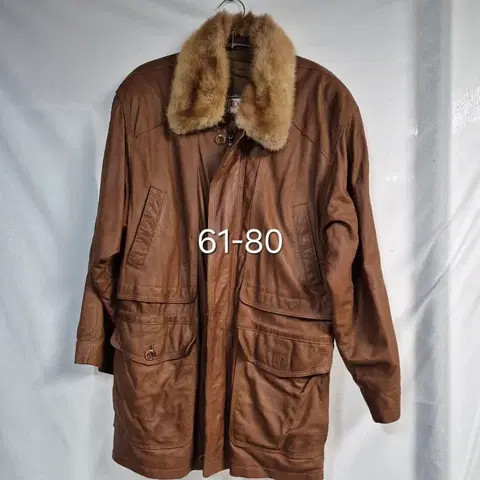 브라운 가죽 밍크 퍼 코트 61-81