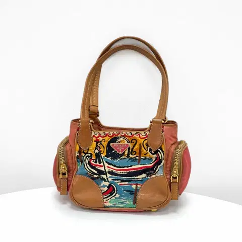 프라다 베네치아 캔버스 & 레더 미니 숄더백