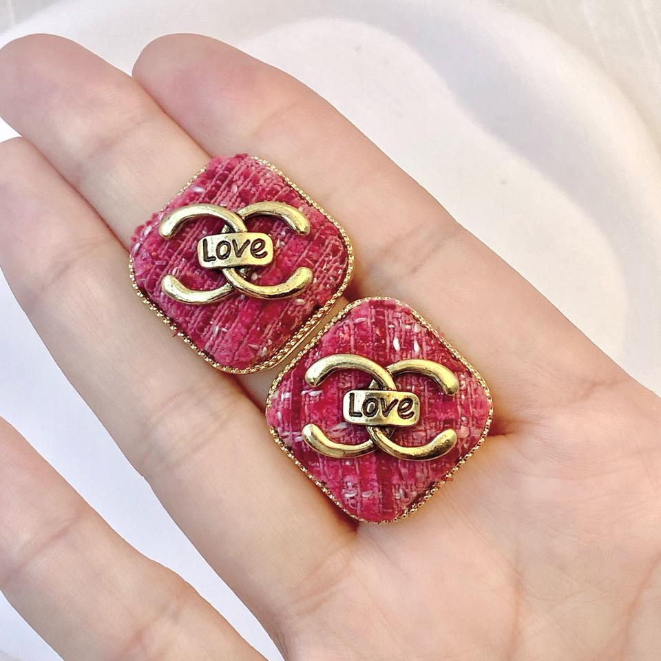 샤넬 스퀘어 핑크 귀걸이