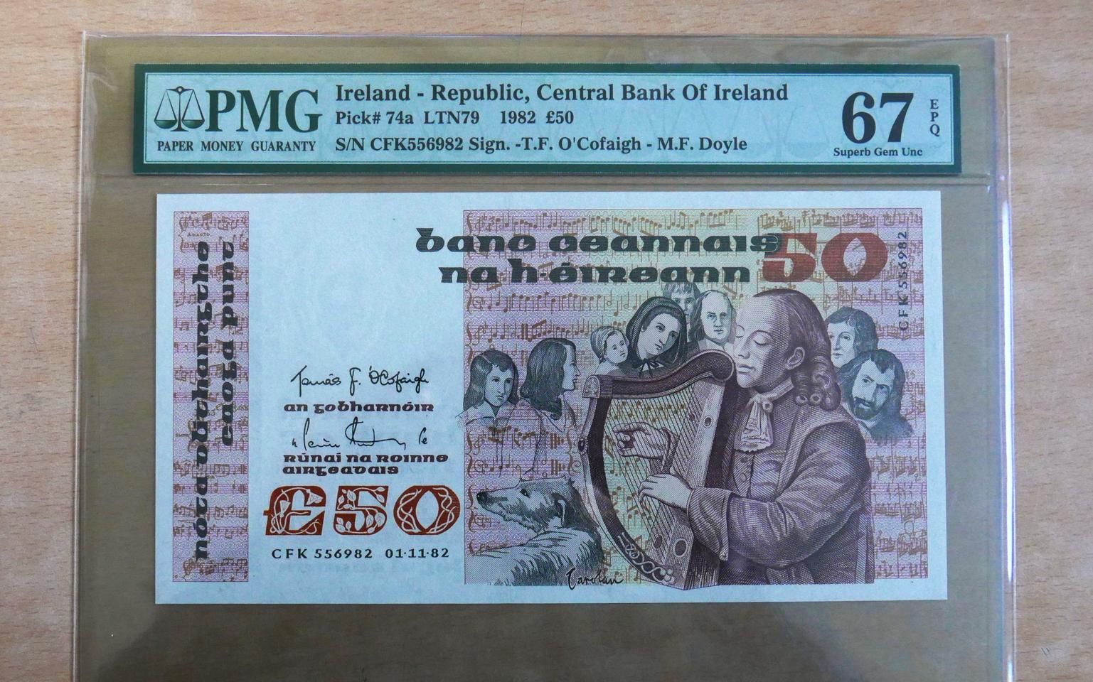 아일랜드 1982년 50파운드 PMG 67