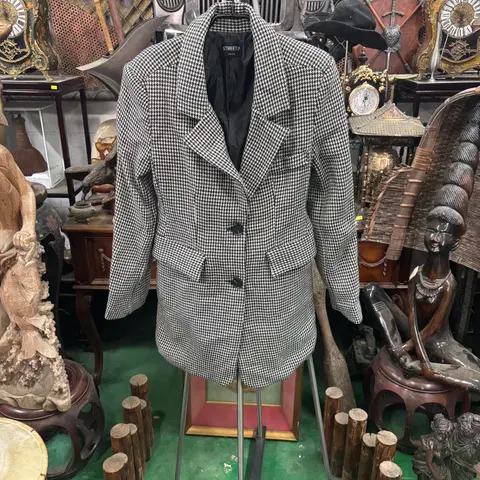 STREET.P. 하운드 투스 패턴 원 버튼 코트 자켓