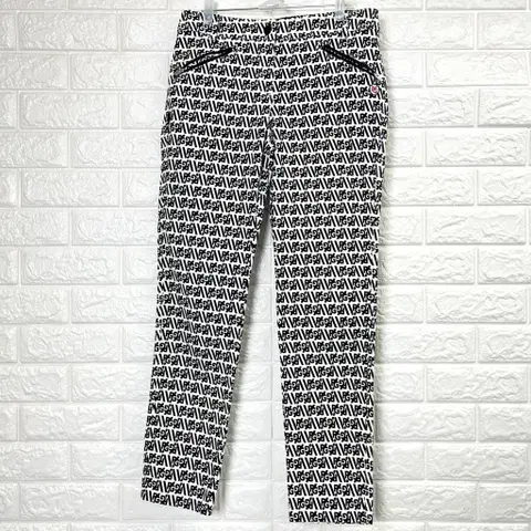 파리게이츠 여성 골프바지 로고패턴 슬림스트레이트 블랙 2사이즈