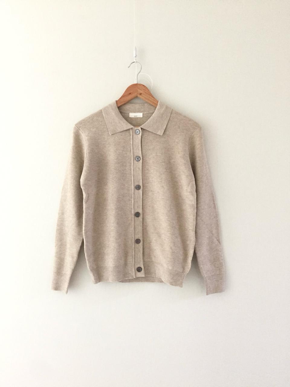 (새) 베이지 니트 카라 가디건