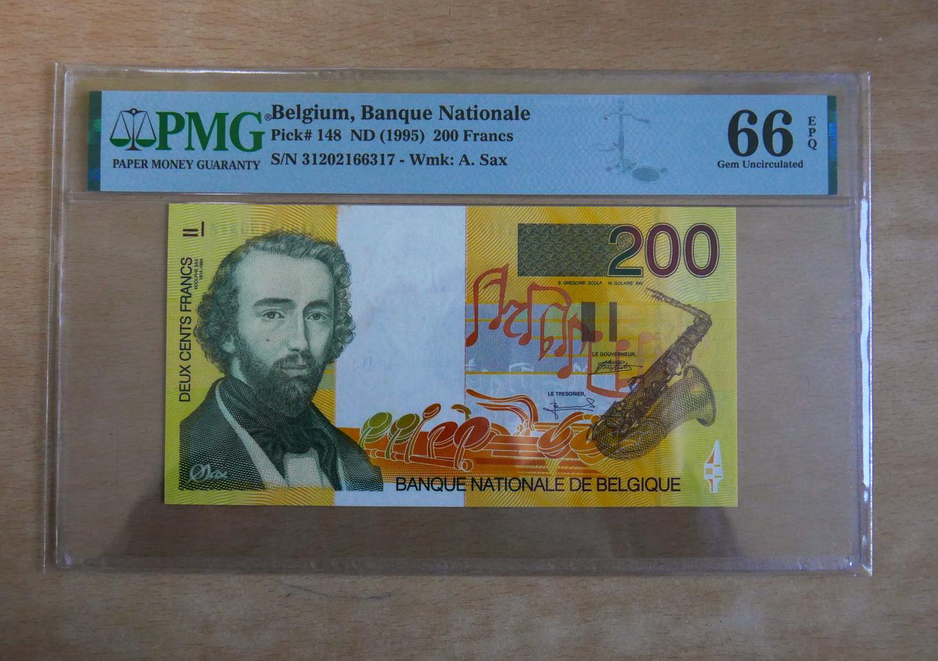 벨기에 1995년 200프랑 PMG 66
