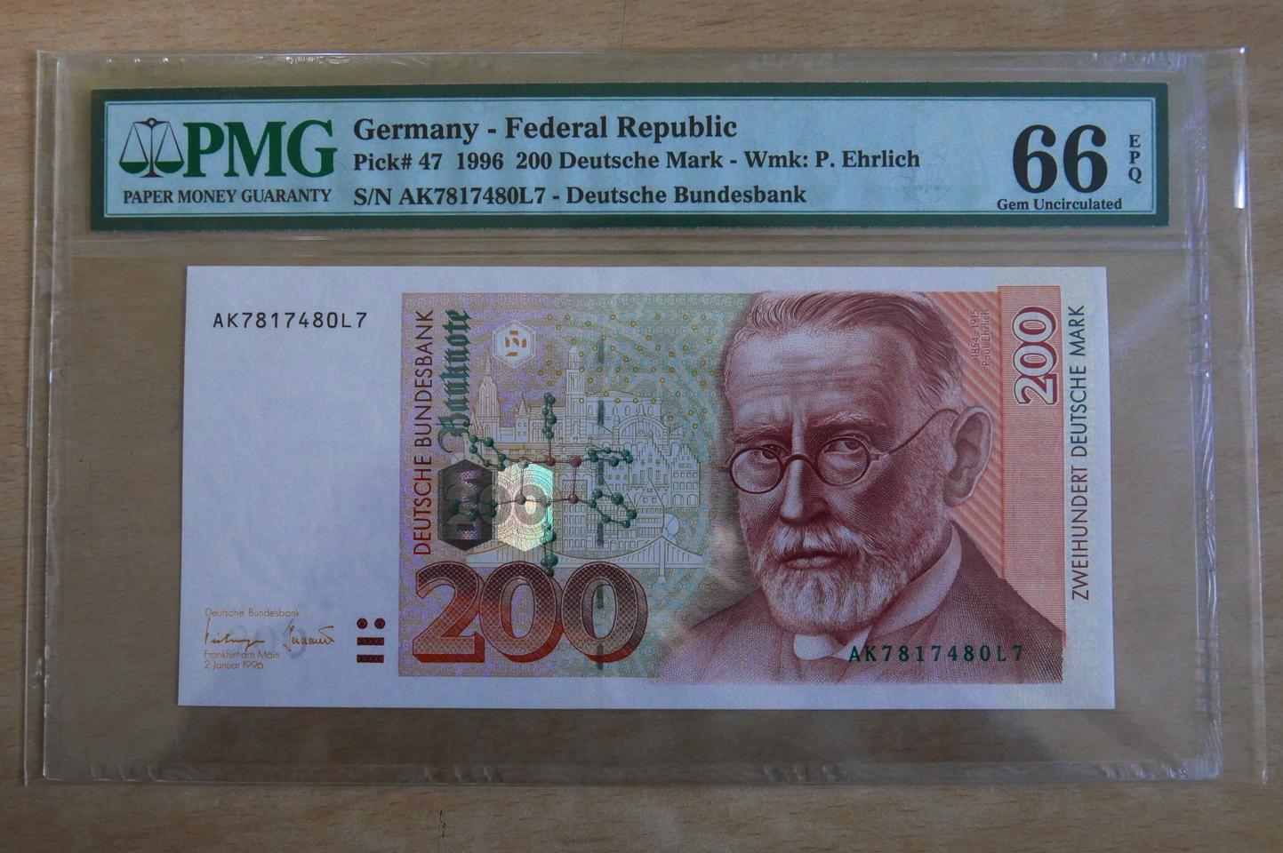 독일 1996년 200마르크 PMG 66 