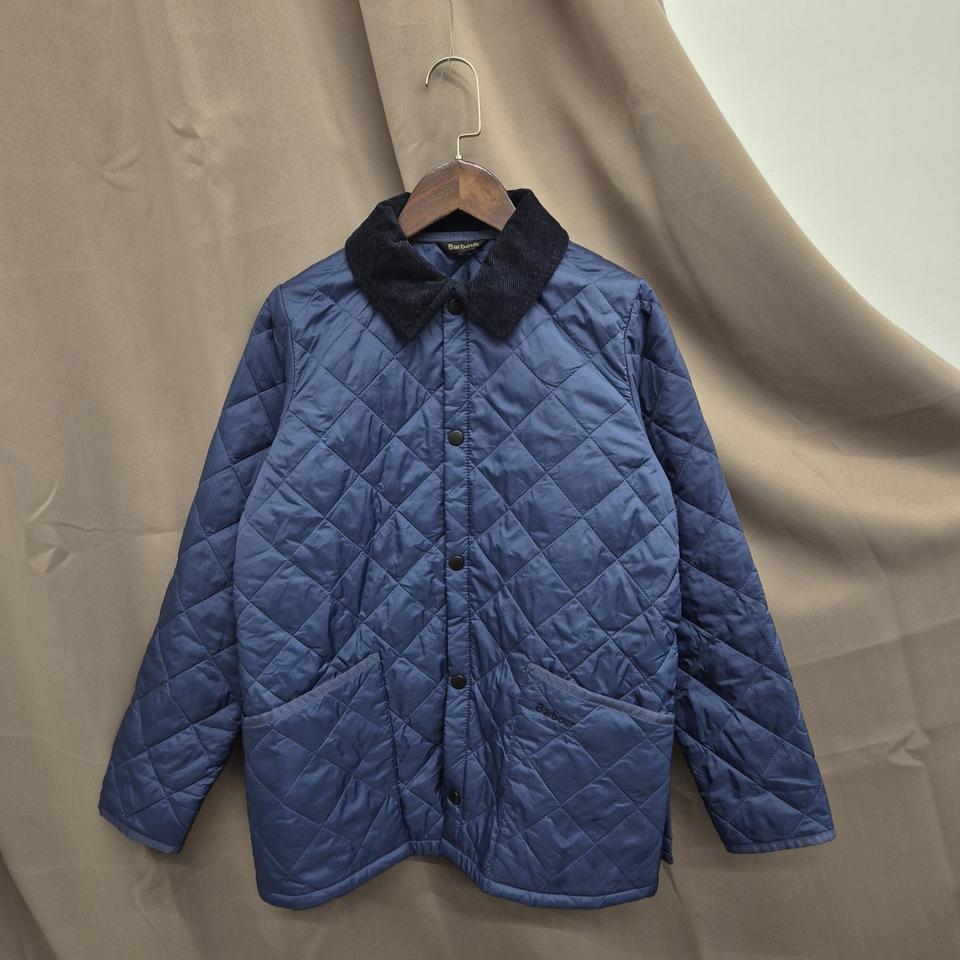 바버 키즈 퀼팅 자켓 네이비 코듀로이 카라 L 10/11