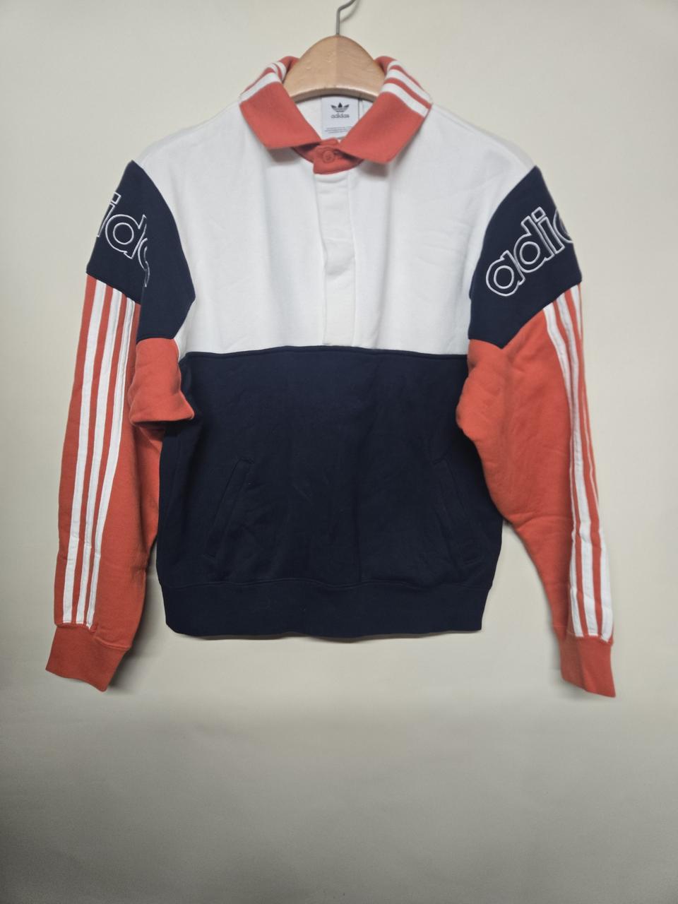 아디다스 삼선 럭비 카라티 오렌지 네이비M