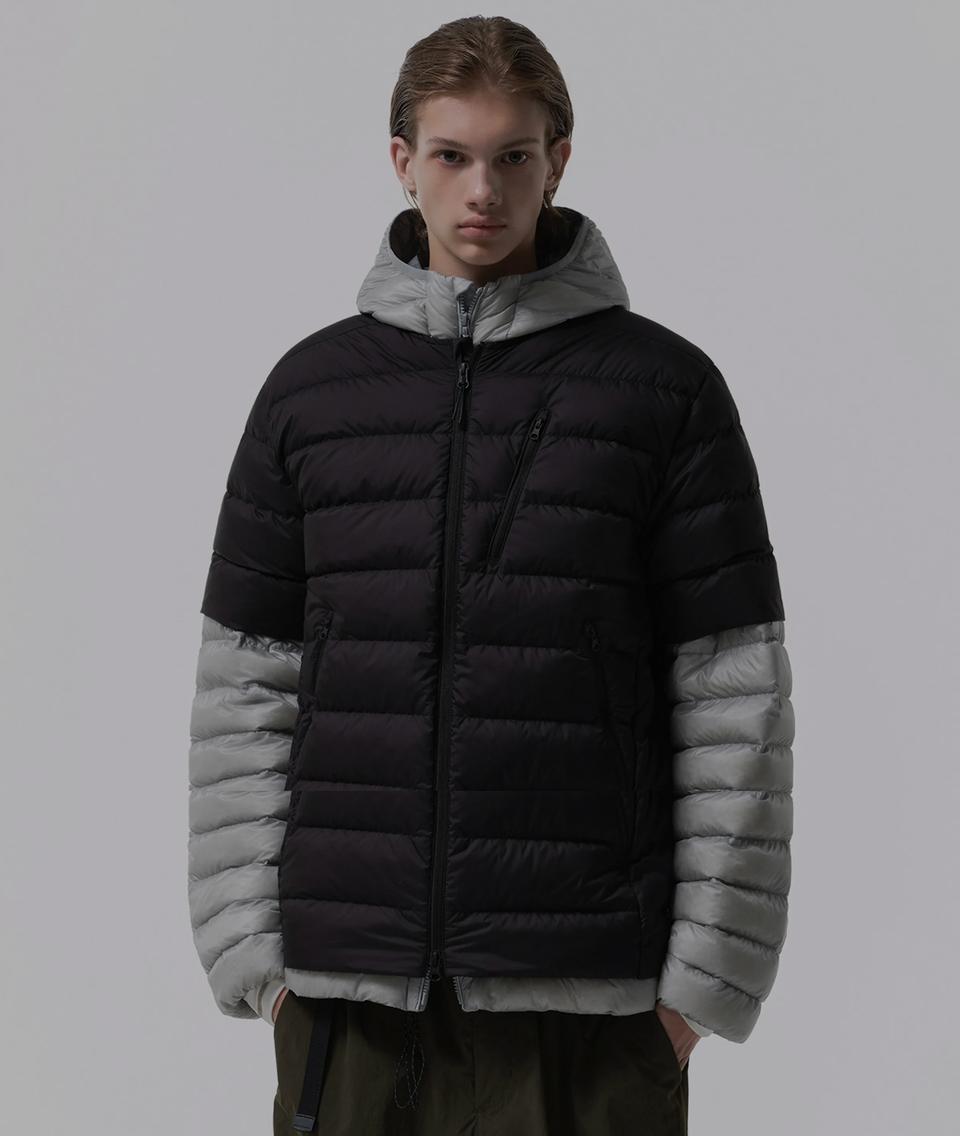 25신상 새제품)무신사 스탠다드 경량 반팔 숏패딩 블랙 L