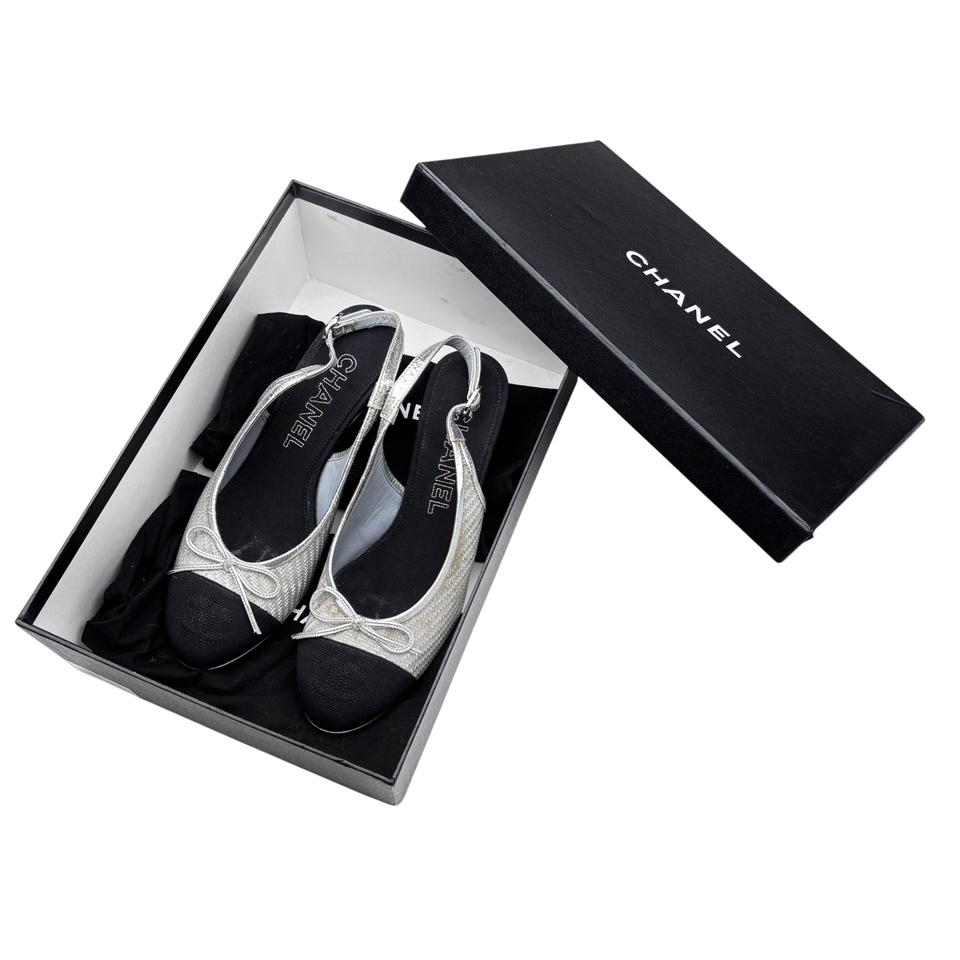 샤넬 37.5c 실버 블랙 슬링백