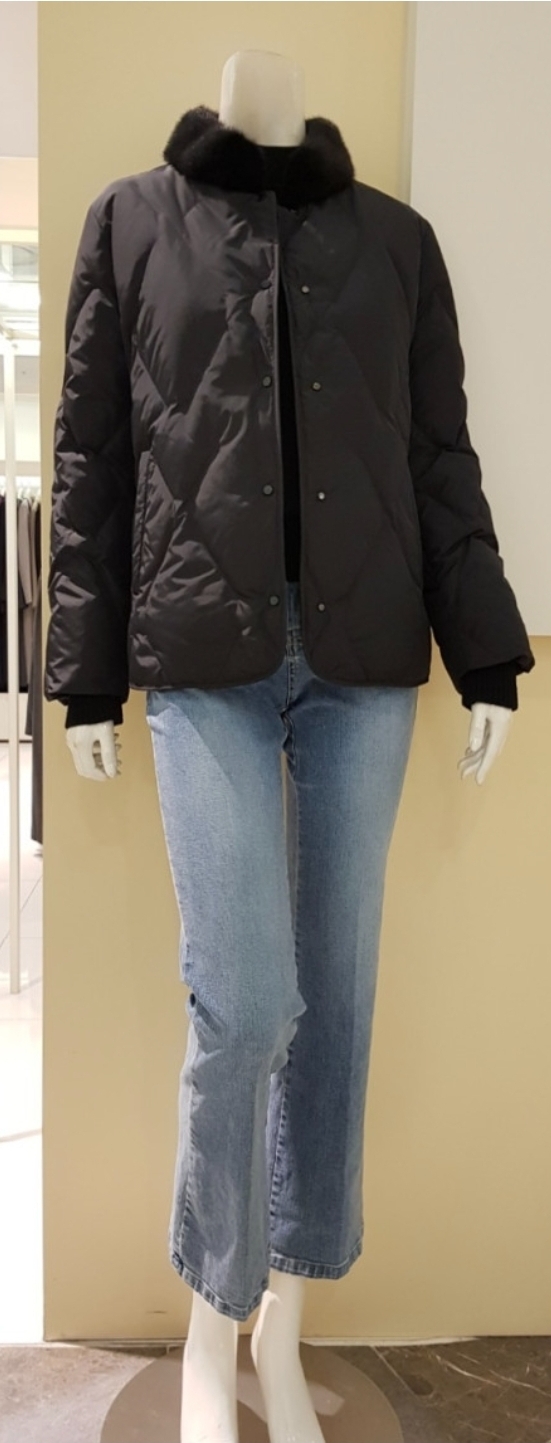 KL 케이엘 리얼밍크카라 퀼팅 구스다운 패딩 자켓 55사이즈 새제품