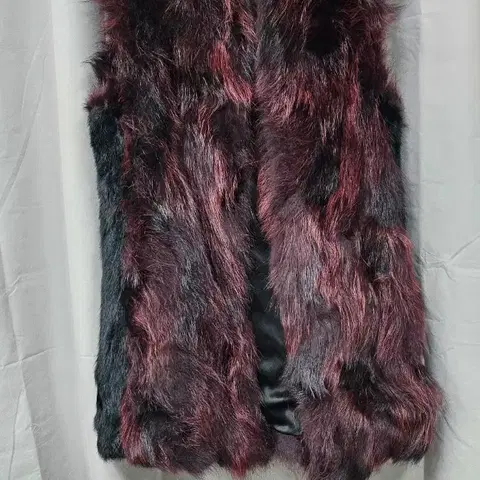 진도 모피 블랙/버건디 퍼 조끼 66