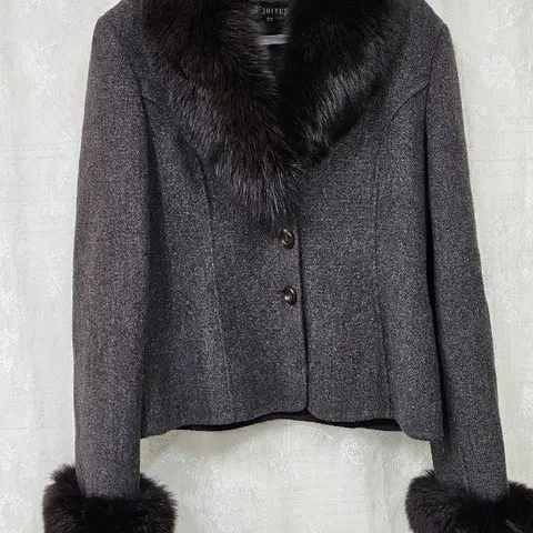 JOIXUS 모직 자켓 브라운 퍼 장식