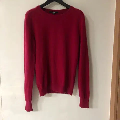 유니클로 쿨톤 체리핑크 캐시미어100 라운드 니트 스웨터 여성 S