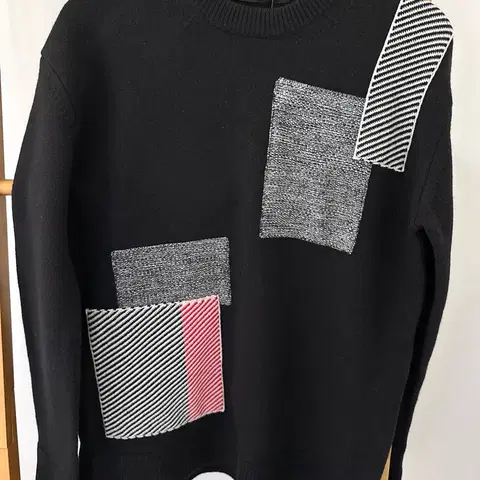 시스템 블랙 패치 울 니트(사이즈 95)