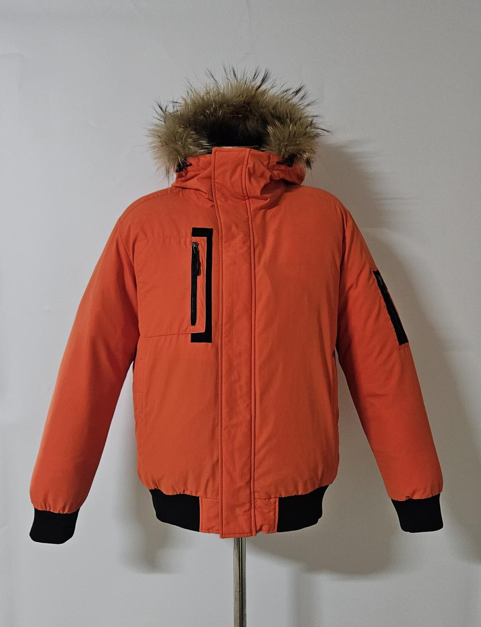 100)네파 숏패딩 오렌지 최상품 구스다운 거위털패딩