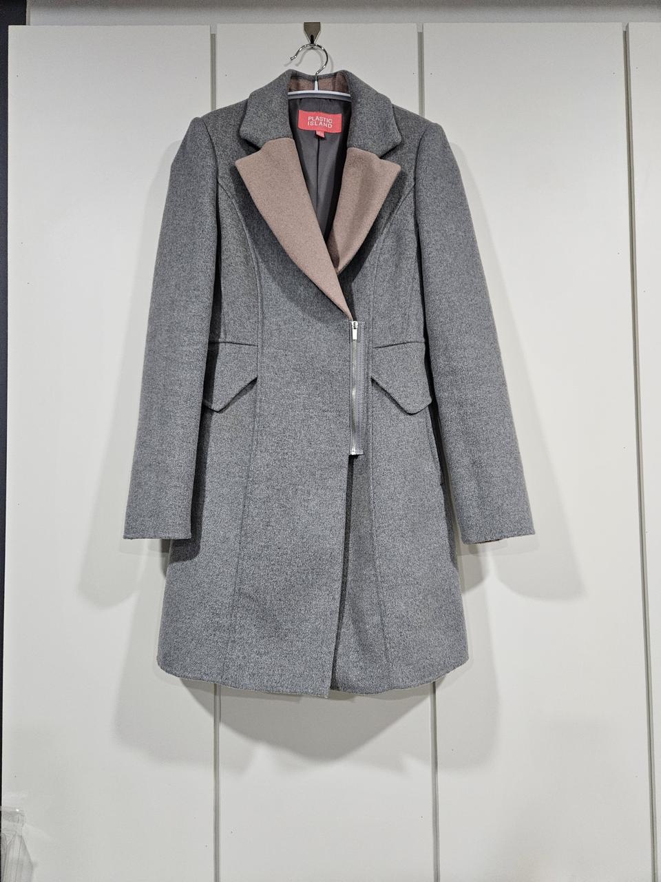 플라스틱아일랜드 모직 코트 그레이