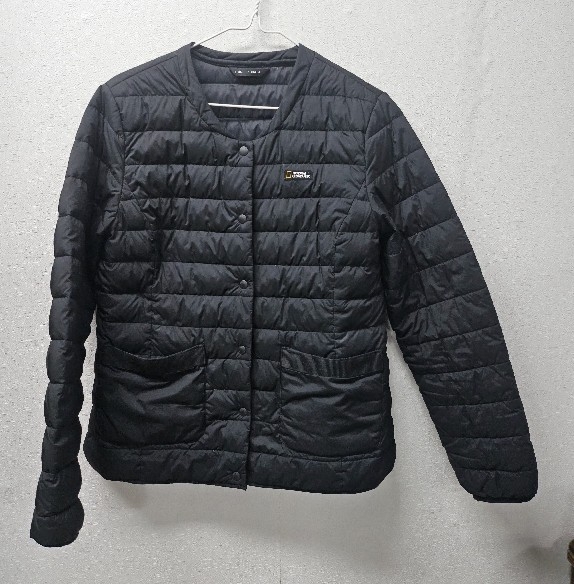 내셔널 지오그래픽 구스다운 블랙 경량패딩 S