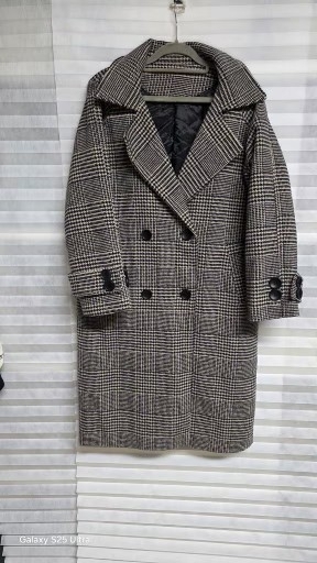 글렌체크 더블 버튼 패딩코트