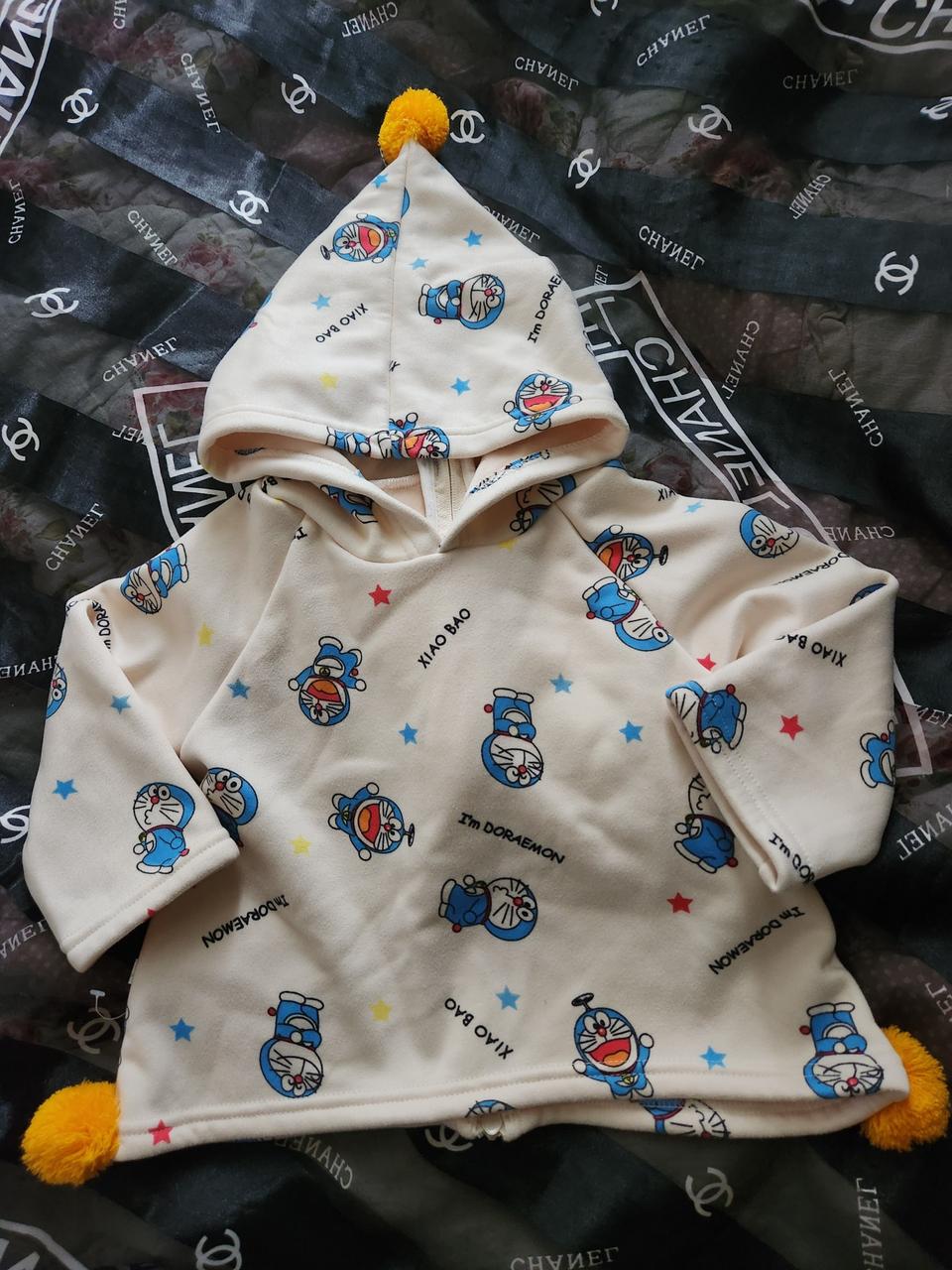 90귀염뽀짝도라에몽패턴폼폼안감보들단기모후드티