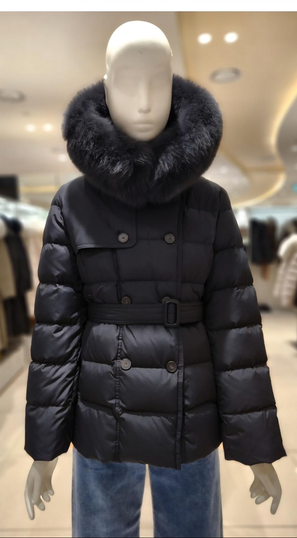 나이스크랍 트렌치 폭스퍼 구스다운 집업 숏패딩 자켓 55사이즈 새제품 블