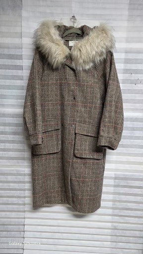 안지미카사 체크 롱코트