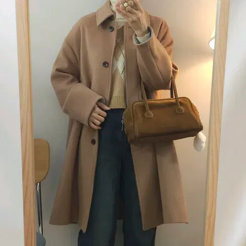 (M)TANKUS 롤업 모직 맥코트 베이지