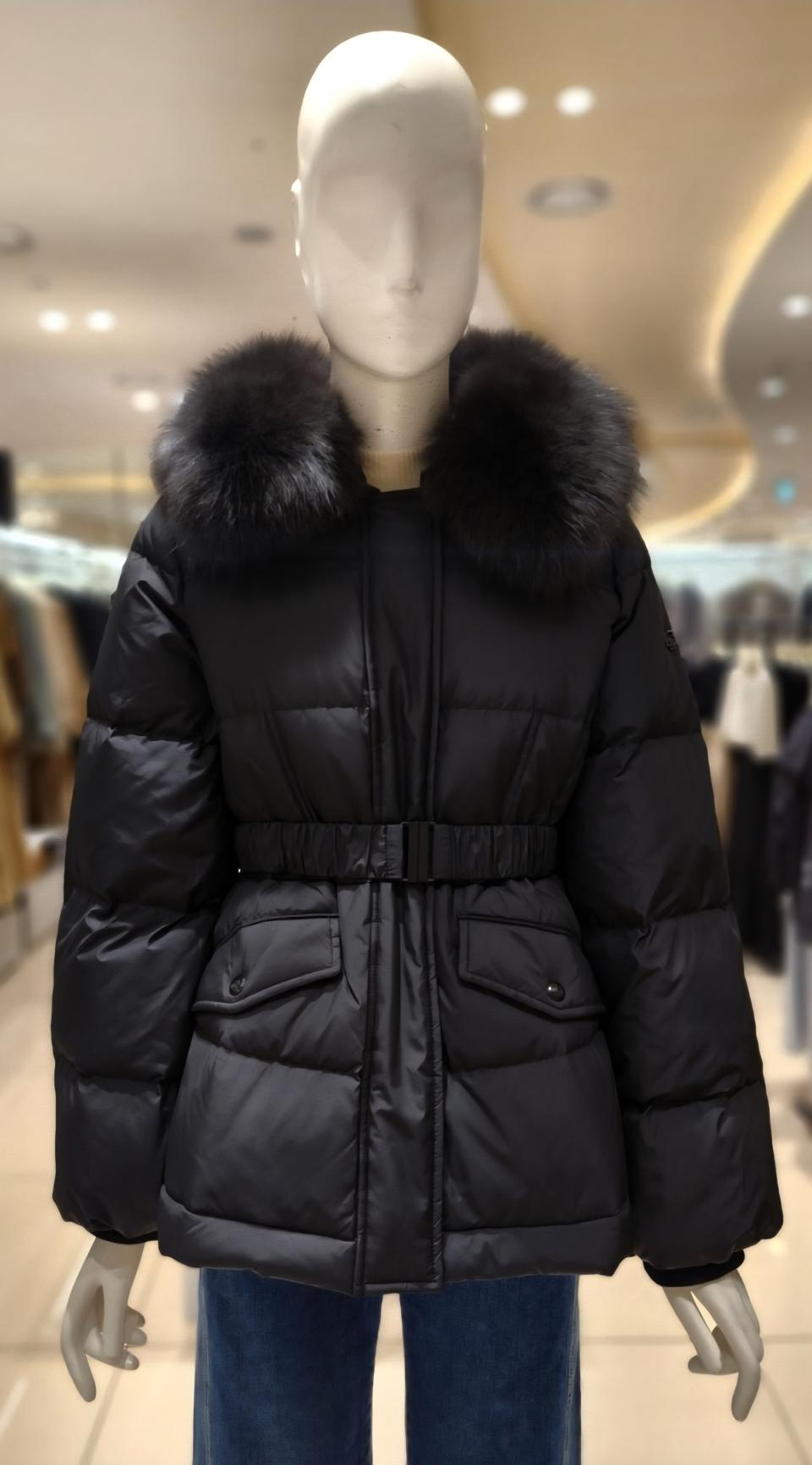 나이스크랍 폭스퍼 구스다운 허리밴딩 집업 슬림라인 숏패딩 자켓 55사이즈